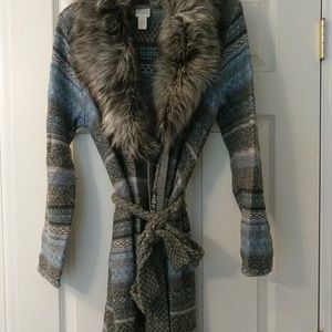 Fur collar knit Cardigan